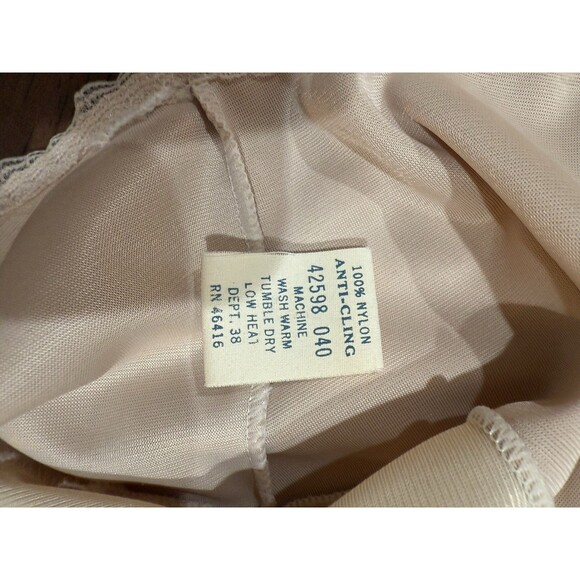 Vintage Sears Doesn’t Slip Full Slip Dress 1950s Lingerie Nylon Lace Pink 40 USA - Picture 7 of 15